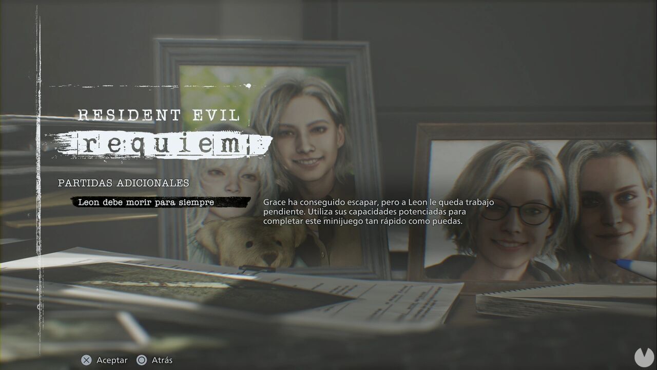 Resident Evil Requiem - Leon Must Die Forever, the game's main menu with the Extra Games section and Leon Must Die Forever highlighted