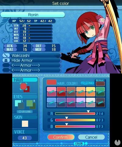 Las opciones para personalizar el aspecto de nuestros personajes son heredadas de 'Etrian Odyssey V', pudiendo 
