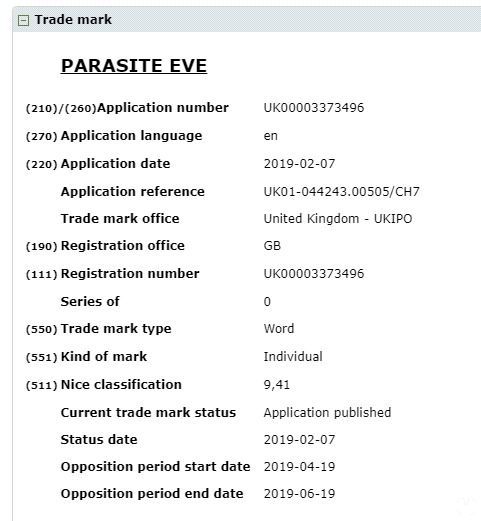 Square Enix registra una nueva marca relacionada con Parasite Eve