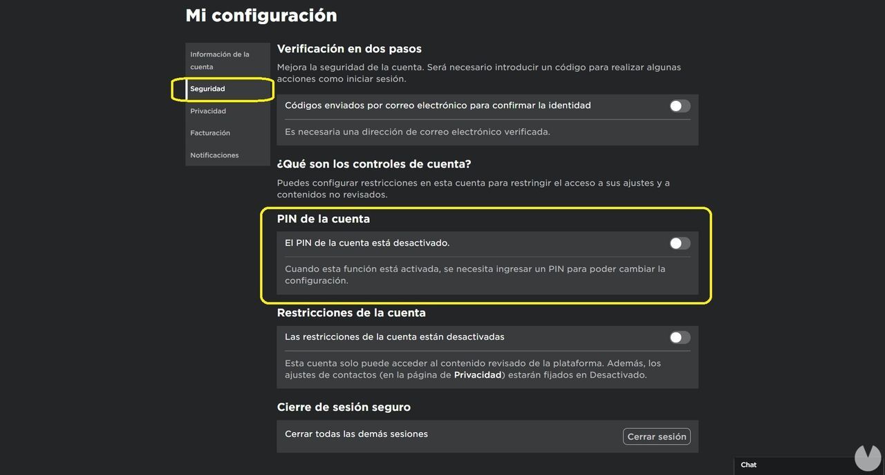 Roblox - How to enable an account PIN