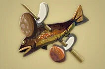 Zelda Tears of the Kingdom - Receta Brocheta de pescado y setas