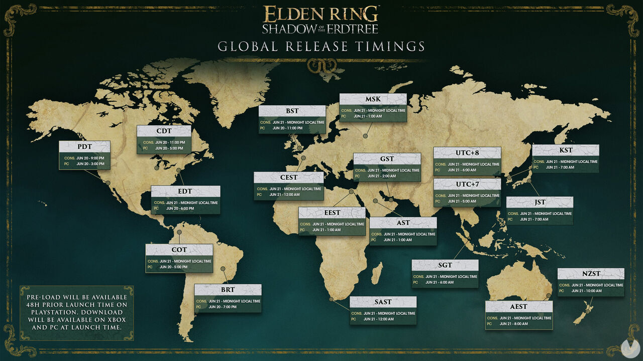 Hora de lanzamiento de Elden Ring: Shadow of the Erdtree.