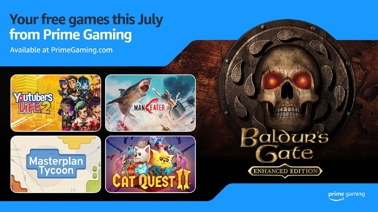 Amazon Prime Gaming anuncia 6 nuevos juegos gratis para PC en julio, incluido un Baldur's Gate