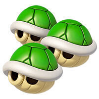 Mario Kart World - Detalles del objeto Trío de caparazones verdes