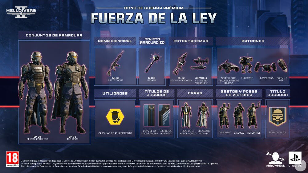 Ya disponible el nuevo bono de guerra de Helldivers 2, Fuerza de la Ley, con nuevas armas, armaduras y más. Noticias en tiempo real