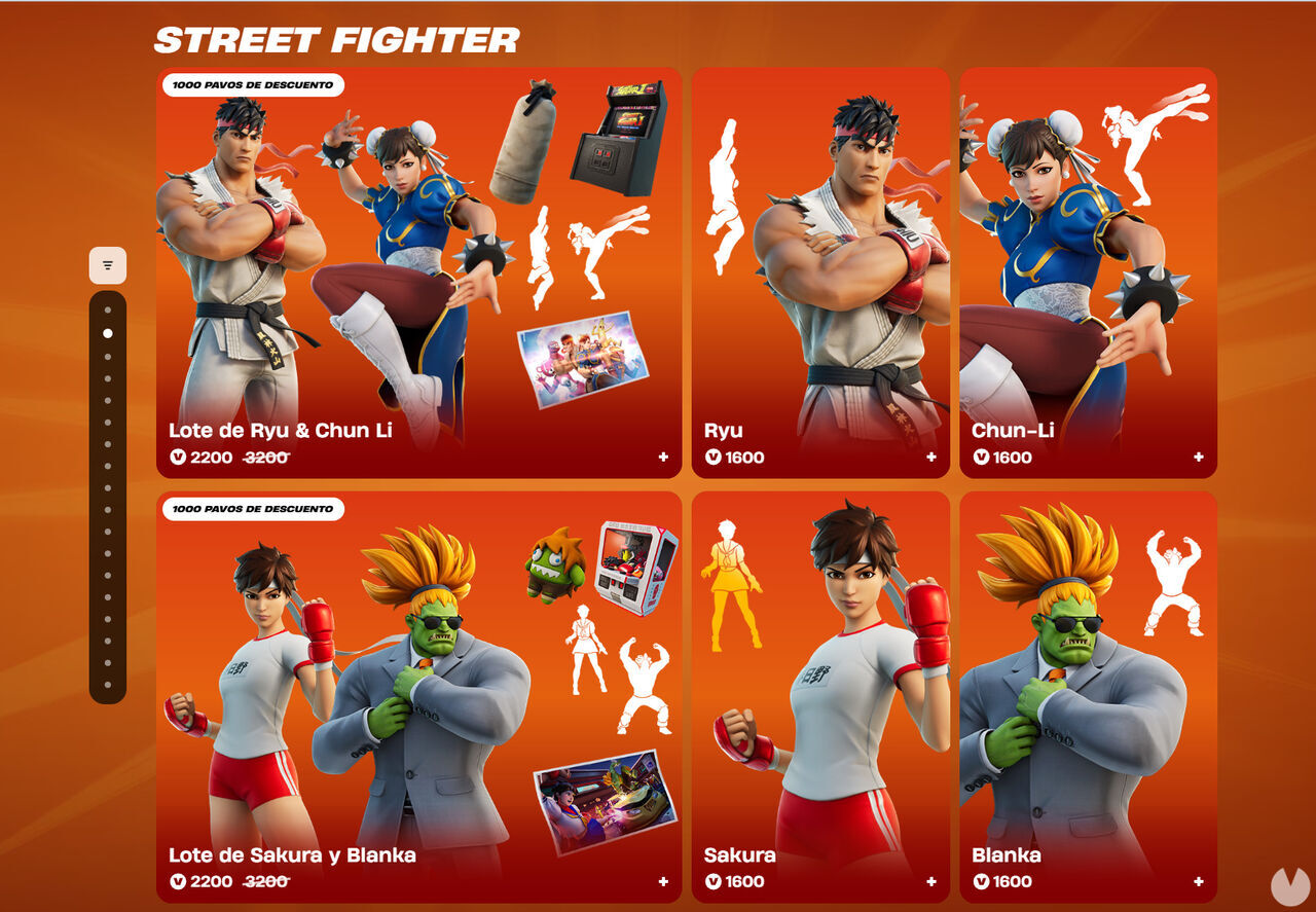 Skins de Street Fighter en Fortnite.