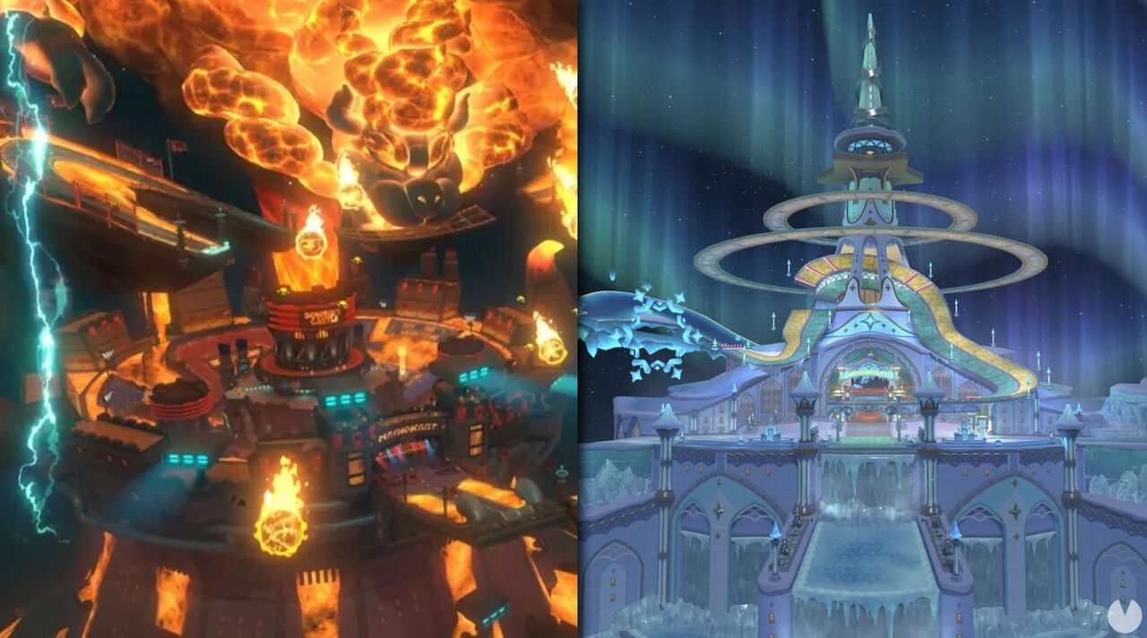 Contrastes temáticos entre los circuitos de Mario Kart World