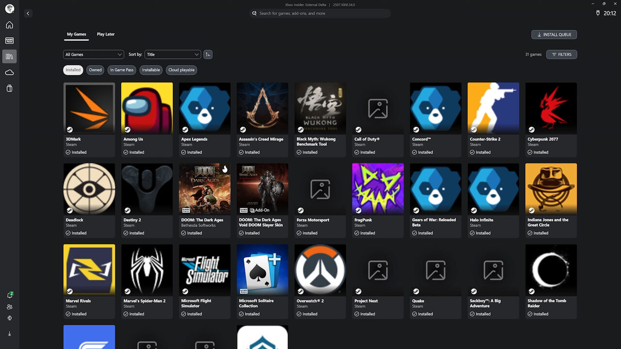 Así es la integración de los juegos de Steam en la aplicación de Xbox para PC. Noticias en tiempo real