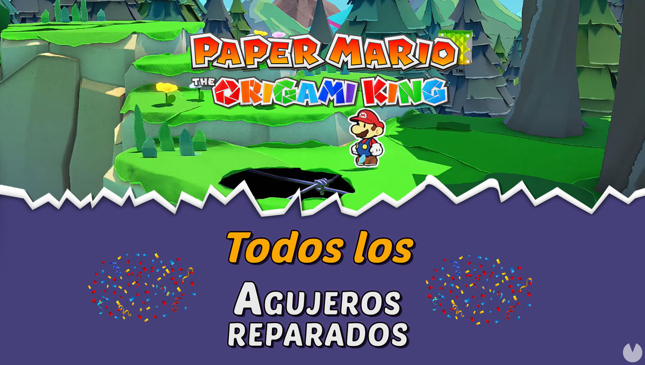 TODOS los Agujeros reparados de Paper Mario: The Origami King y dnde encontrarlos - Paper Mario: The Origami King
