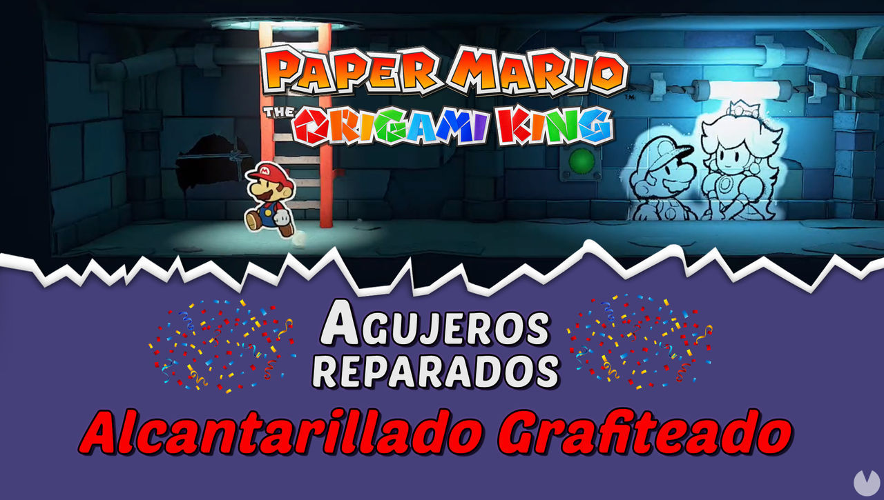 TODOS los agujeros en Alcantarillado grafiteado de Paper Mario The Origami King  - Paper Mario: The Origami King