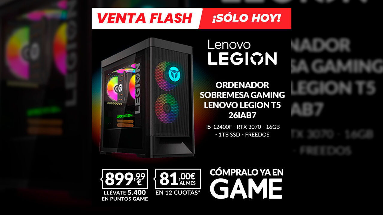 Consigue el  Lenovo Legion T5 26IAB7 de oferta en GAME por 899,99 euros, sólo hoy