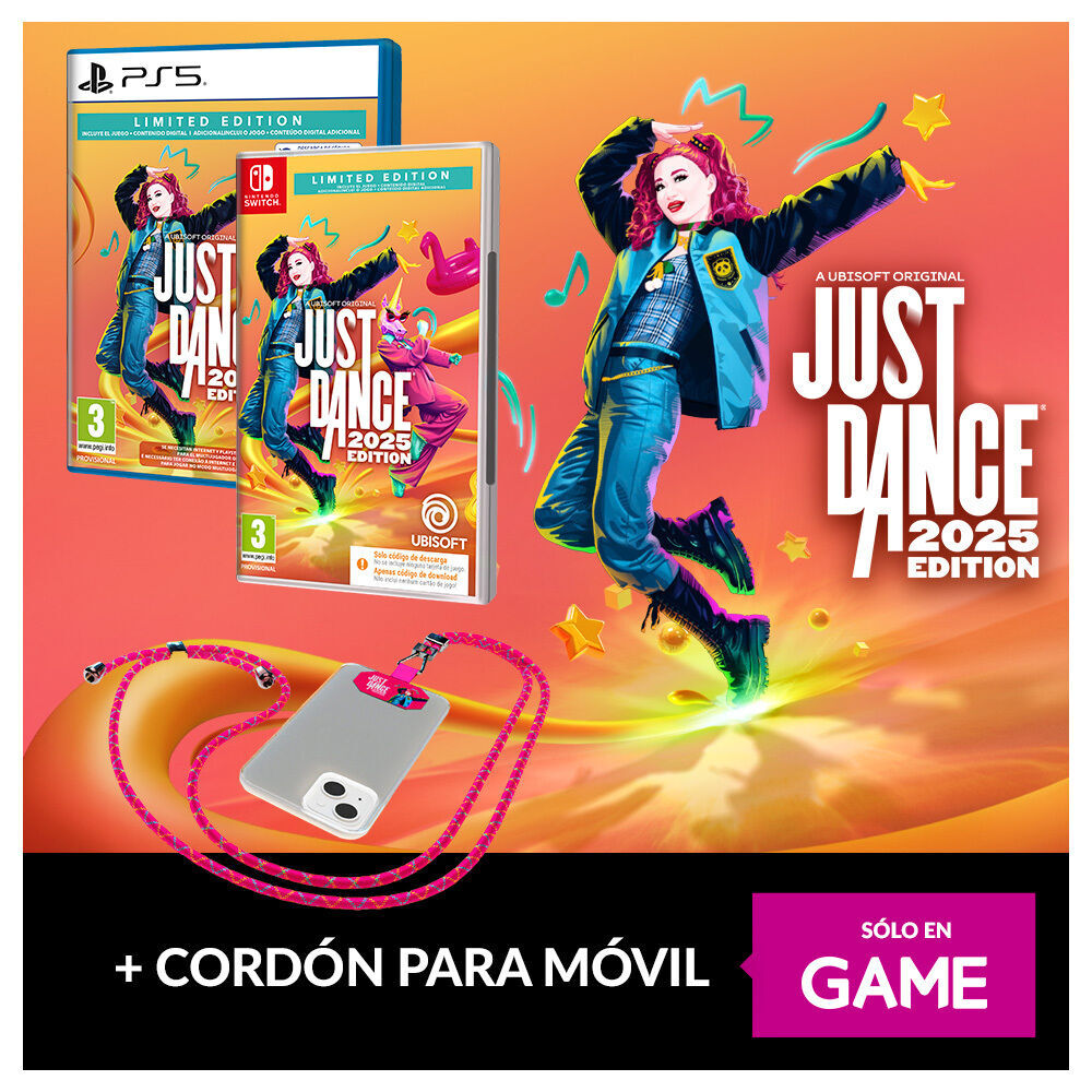 Reserva Just Dance 2025 y su edición limitada exclusiva de GAME, con cordón de regalo para el móvil