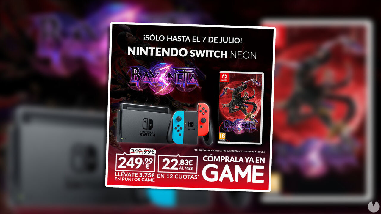 Consigue tu Nintendo Switch con Bayonetta 3 por unos irresistibles 249,99 euros sólo en GAME por tiempo limitado