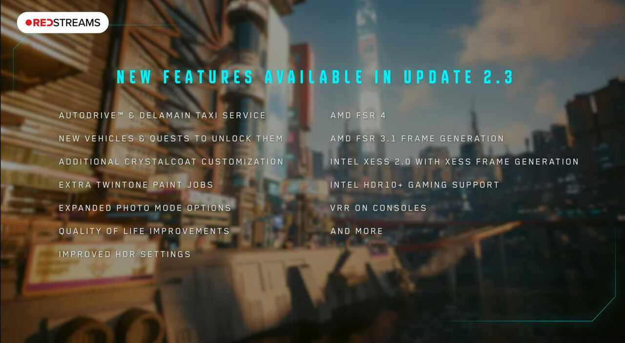 novedades actualización 2.3 de Cyberpunk 2077