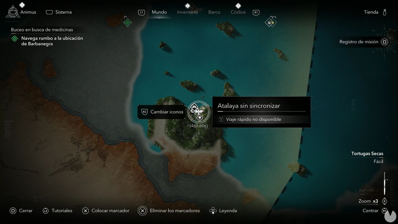Assassin's Creed Black Flag Resynced - Viewpoint locations, location of the Placer de los Roques viewpoint