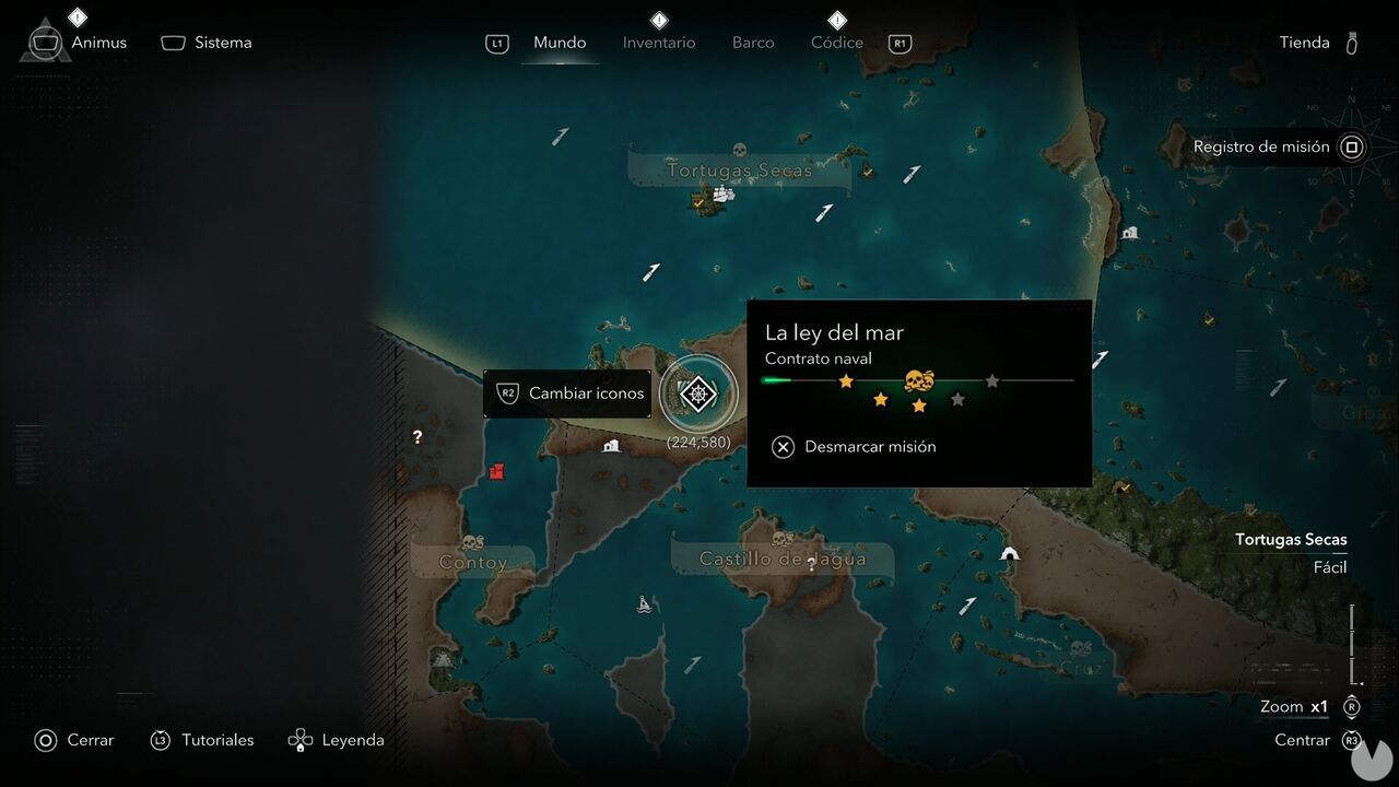 Assassin's Creed Black Flag Resynced - Naval Contracts, location of The Law of the Ocean Naval Contract in southeastern Havana