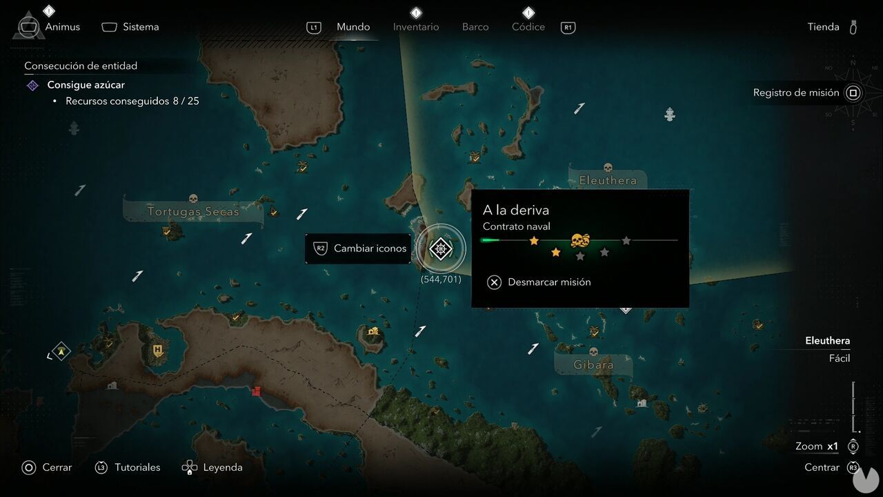 Assassin's Creed Black Flag Resynced - Naval Contracts, location of the Driftwood Naval Contract northeast of Andreas Island