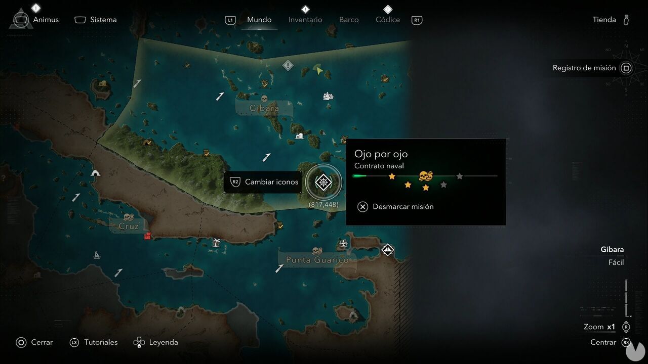 Assassin's Creed Black Flag Resynced - Naval Contracts, location of the Eye for an Eye Naval Contract in northern Great Inagua