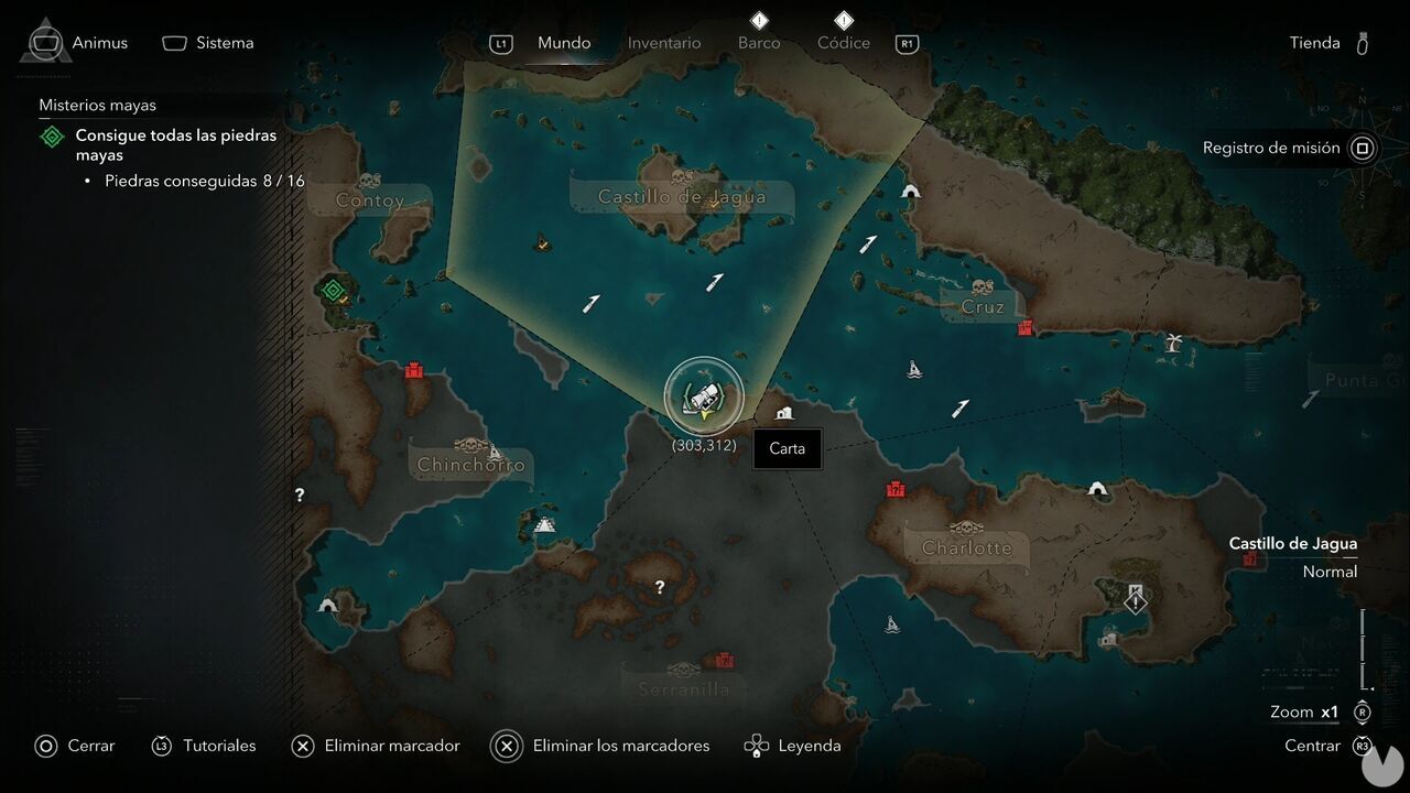 Assassin's Creed Black Flag Resynced - Letters, location of the The Assassyn letter in northern Cayman Sound, Castillo de Jagua