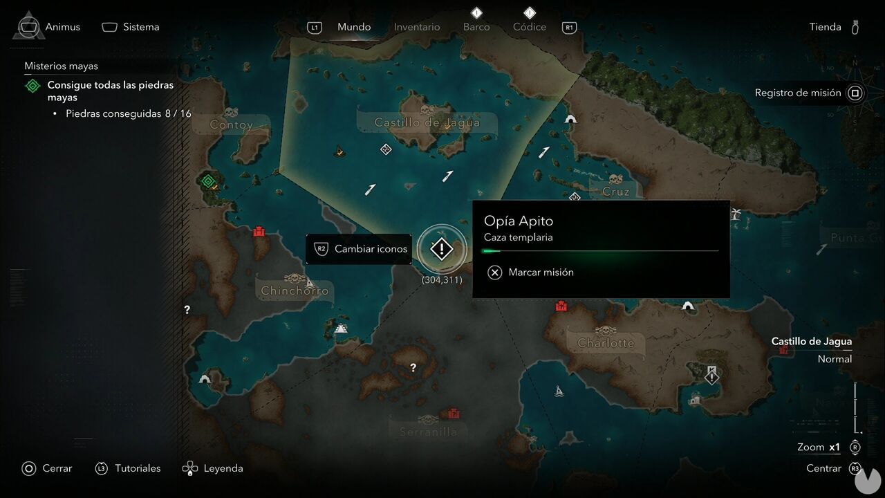Assassin's Creed Black Flag Resynced - Templar Hunts, Op�a Apito; location of Op�a Apito in the northern part of Cayman Sound