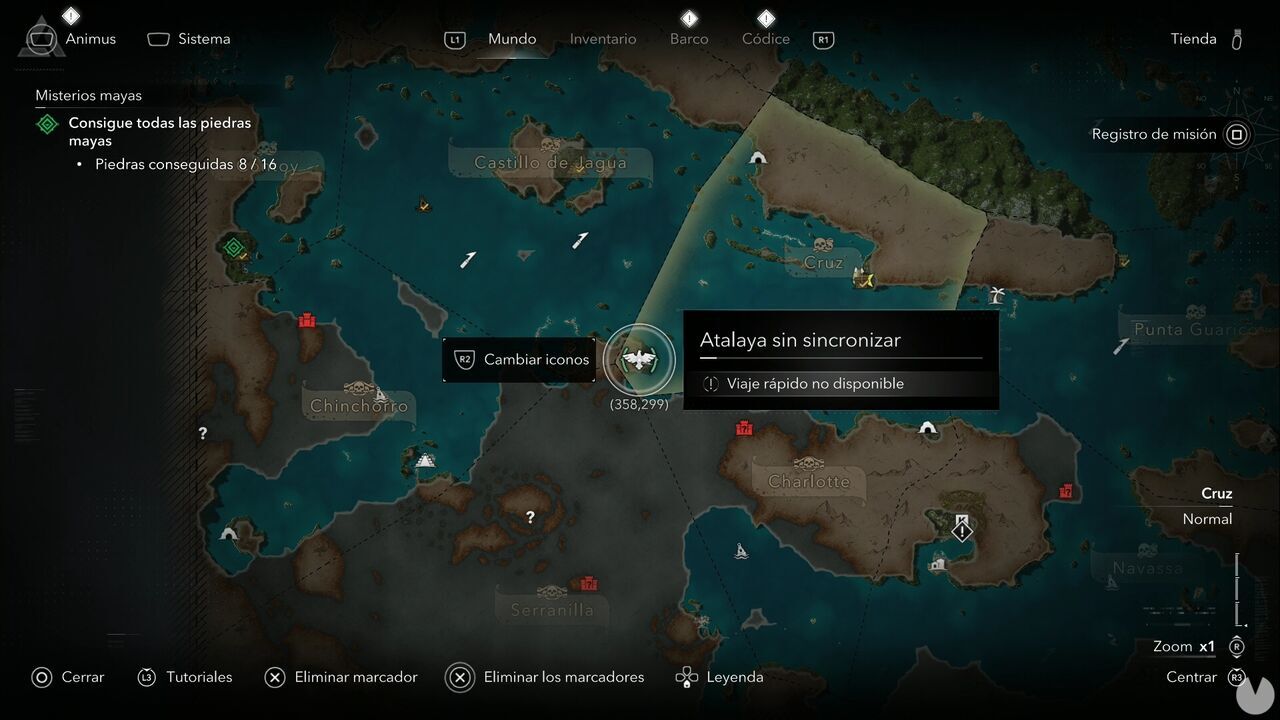 Assassin's Creed Black Flag Resynced - Viewpoints in Cruz, location of the viewpoint in western Grand Cayman, southwest of the region