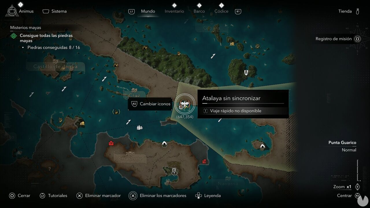 Assassin's Creed Black Flag Resynced - Viewpoints in Punta Guarico, location of the Cumberland Bay viewpoint