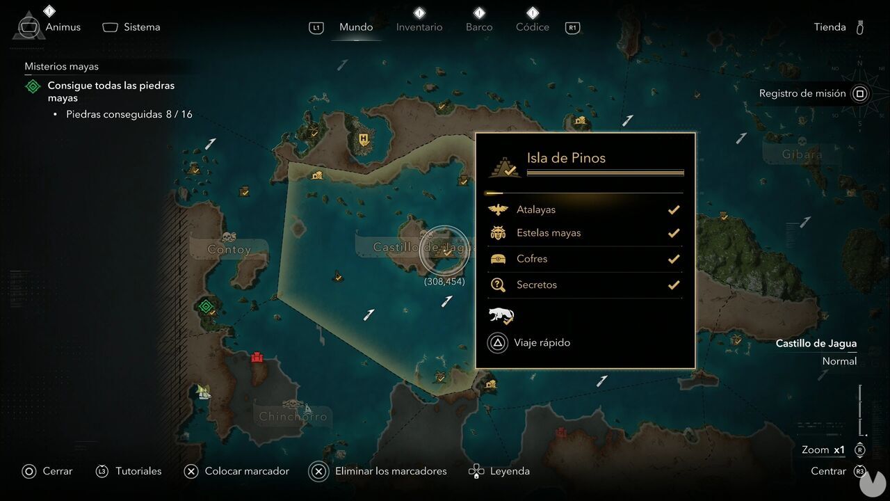 Assassin's Creed Black Flag Resynced - Treasure Maps, Pinos Isle location in central Castillo de Jagua