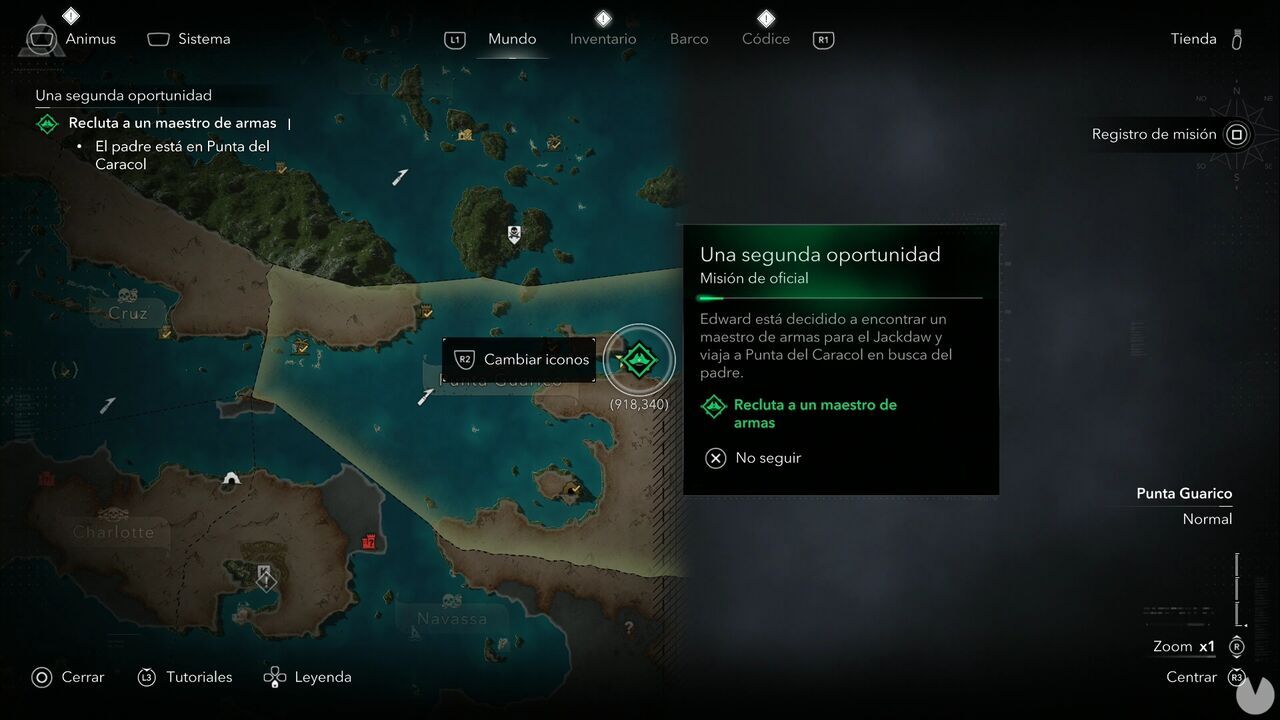 Assassin's Creed Black Flag Resynced - Officer Quests, location of A Second Chance in the Caracol settlement in northeastern Punta Guarico