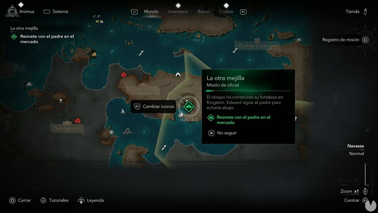 Assassin's Creed Black Flag Resynced - Officer Quests, location of Kingston in western Navassa