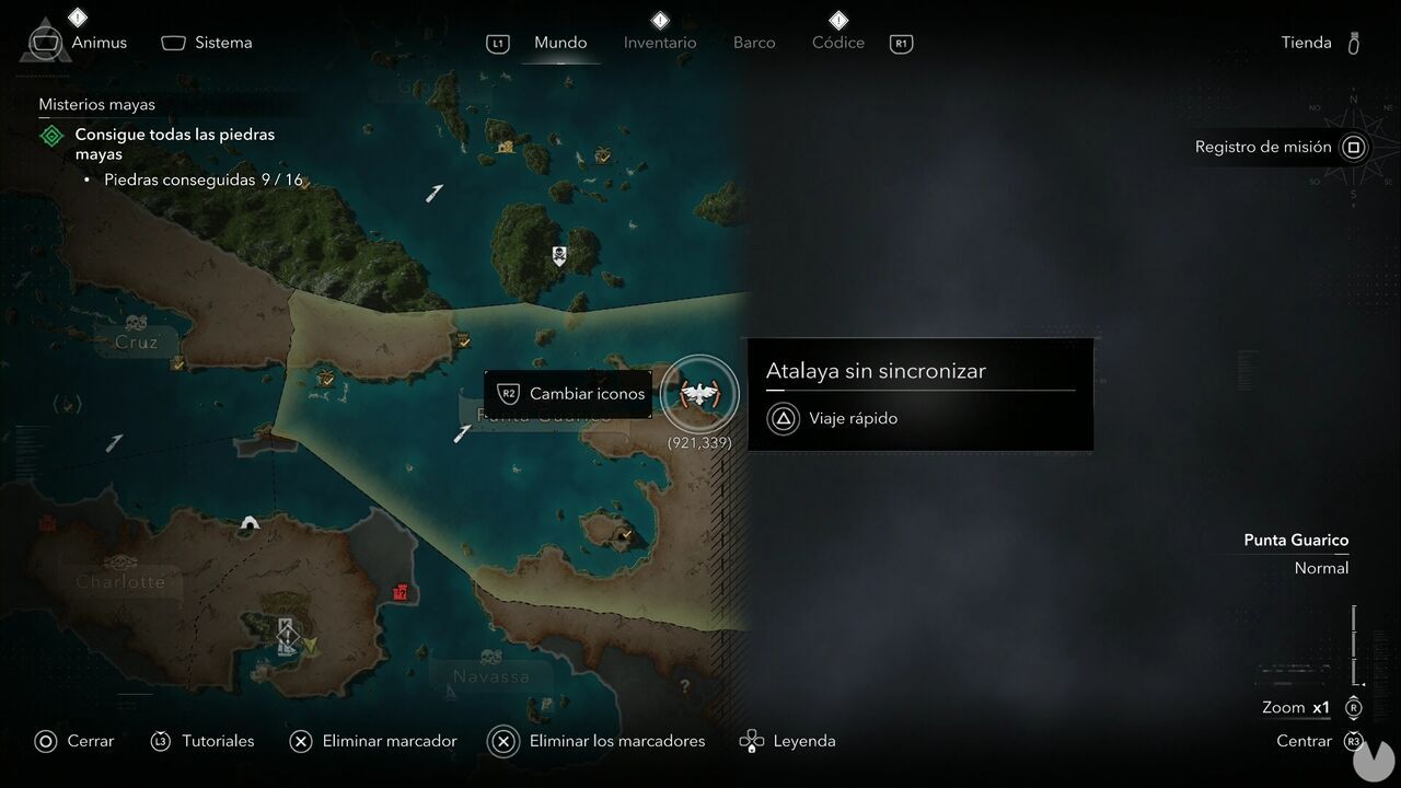 Assassin's Creed Black Flag Resynced - Viewpoints in Punta Guarico, location of the Caracol viewpoint