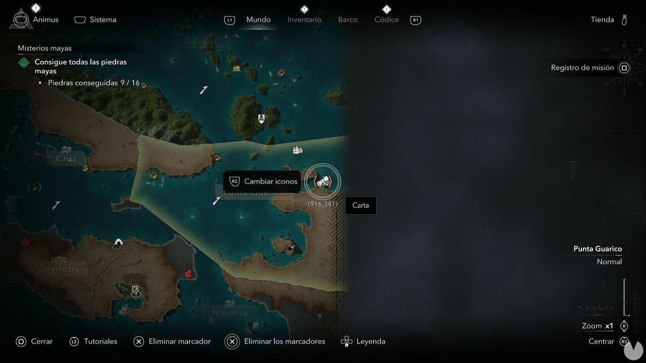 Assassin's Creed Black Flag Resynced - Letters, location of the My Searche letter in western Caracol, Punta Guarico