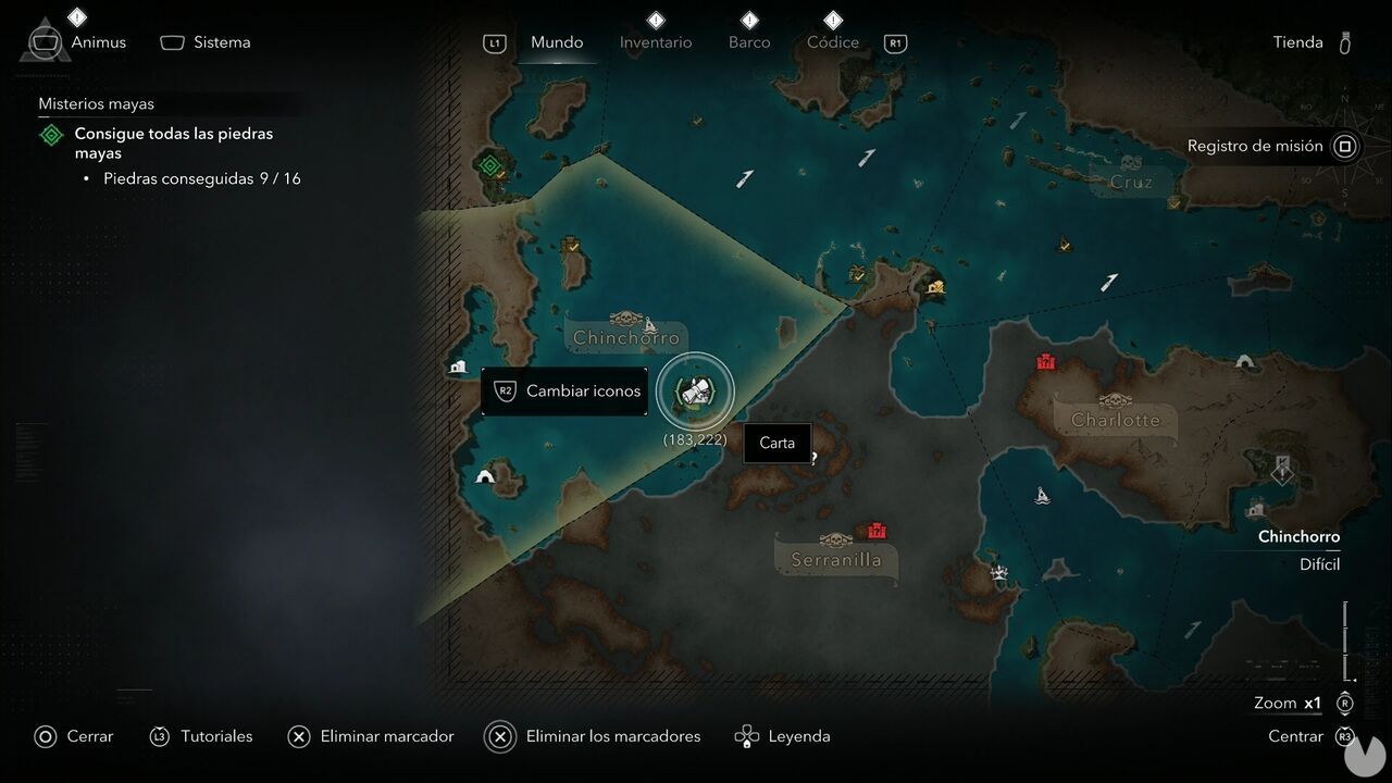 Assassin's Creed Black Flag Resynced - Letters, location of the The Templar Arrives letter on the northwestern shore of Santanillas