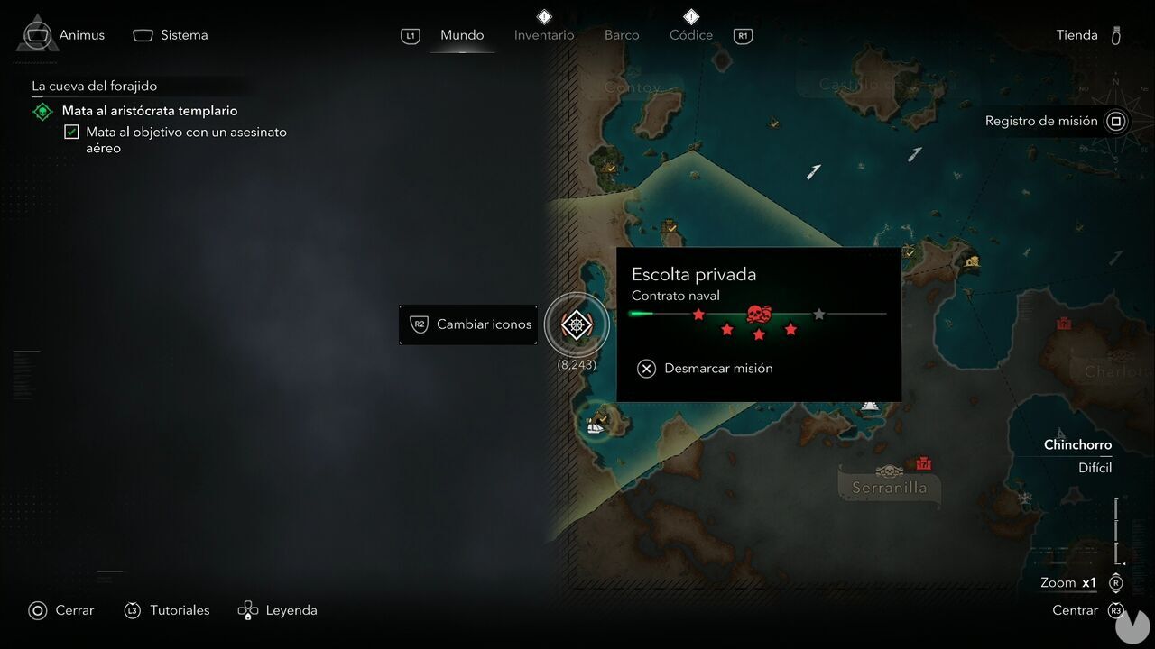 Assassin's Creed Black Flag Resynced - Naval Contracts, location of the Private Escort contract in Corozal, Chinchorro