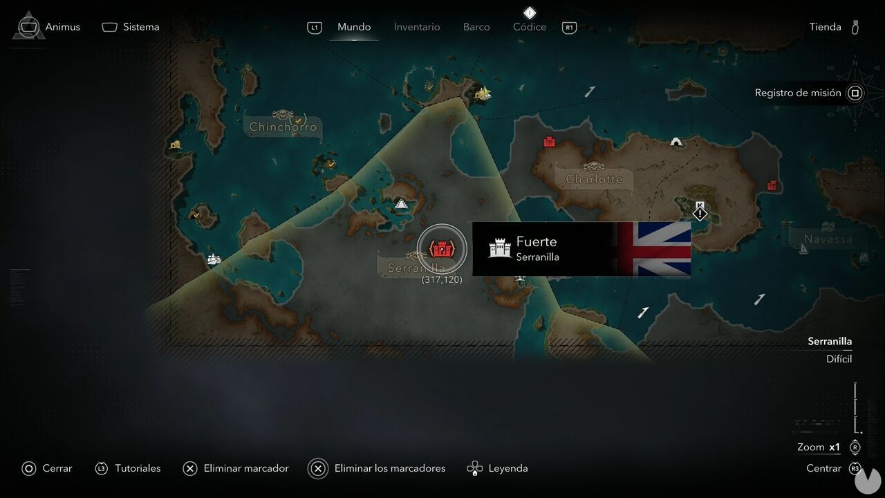Assassin's Creed Black Flag Resynced - Forts, location of the Serranilla Fort