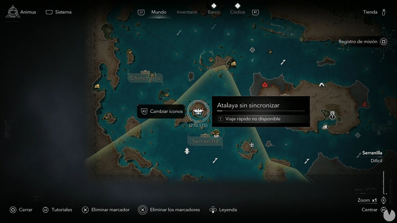 Assassin's Creed Black Flag Resynced - Viewpoints in Serranilla, location of the Mysteriosa viewpoint