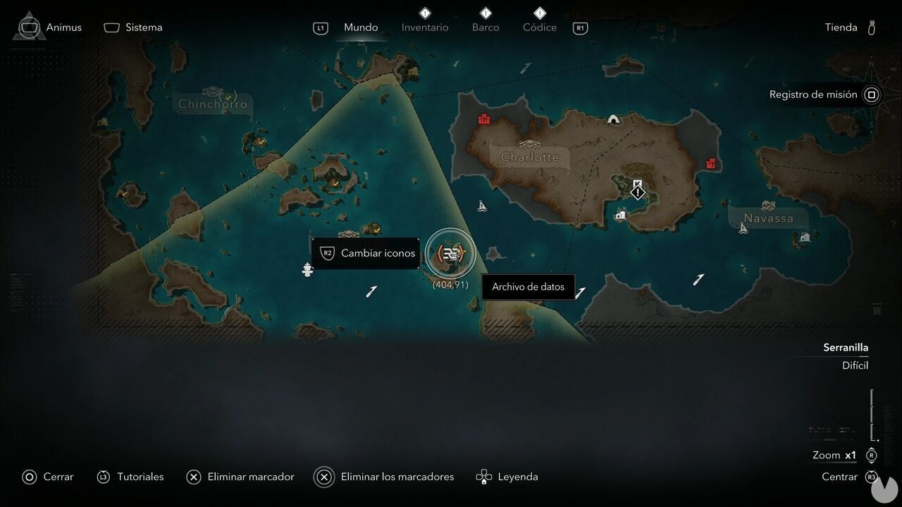 Assassin's Creed Black Flag Resynced - Data Files, location of Rob's Diary in northwestern New Bone, Serranilla