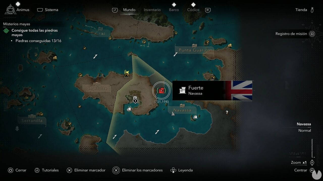 Assassin's Creed Black Flag Resynced - Forts, location of the Navassa Fort in the southeastern part of the world