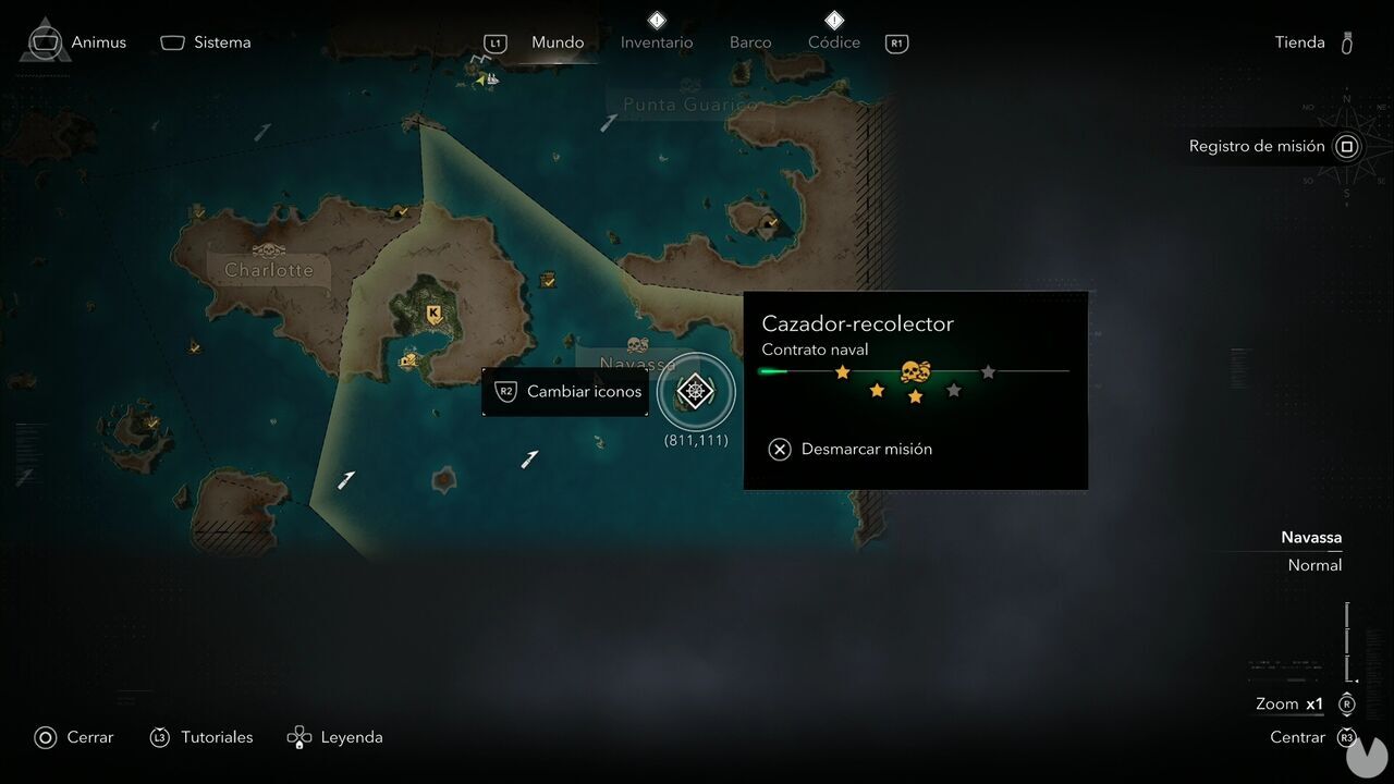 Assassin's Creed Black Flag Resynced - Naval Contracts, location on the coast of �le � Vache where Hunter Gatherer can be started