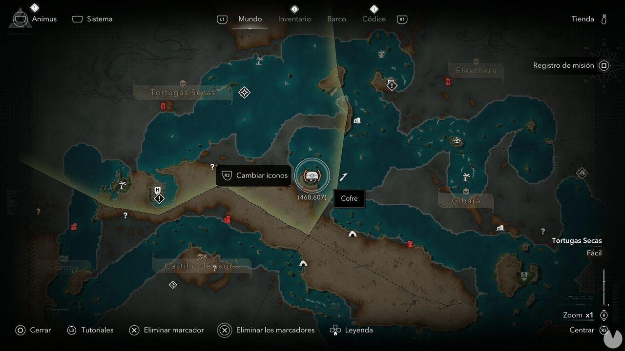 Assassin's Creed Black Flag Resynced - Chests in Dry Tortuga, location of the chest northeast of Florida