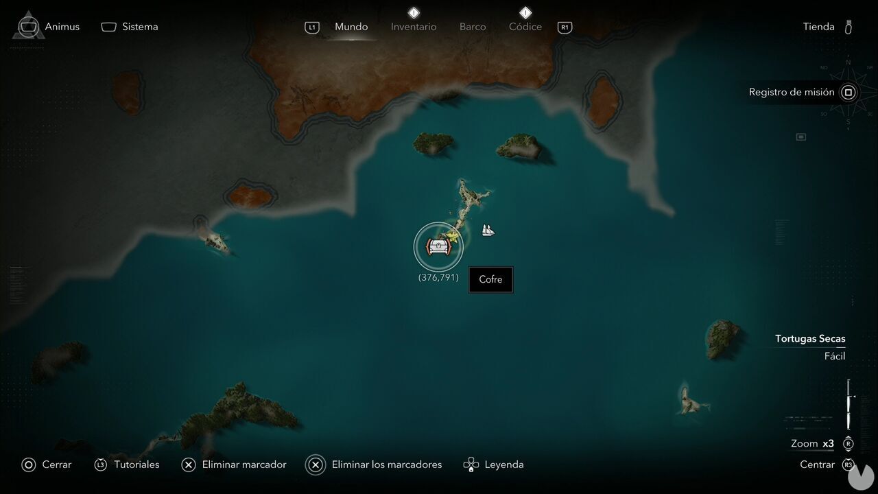 Assassin's Creed Black Flag Resynced - Chests in Dry Tortuga, location of one of the chests on the coast of Florida Island