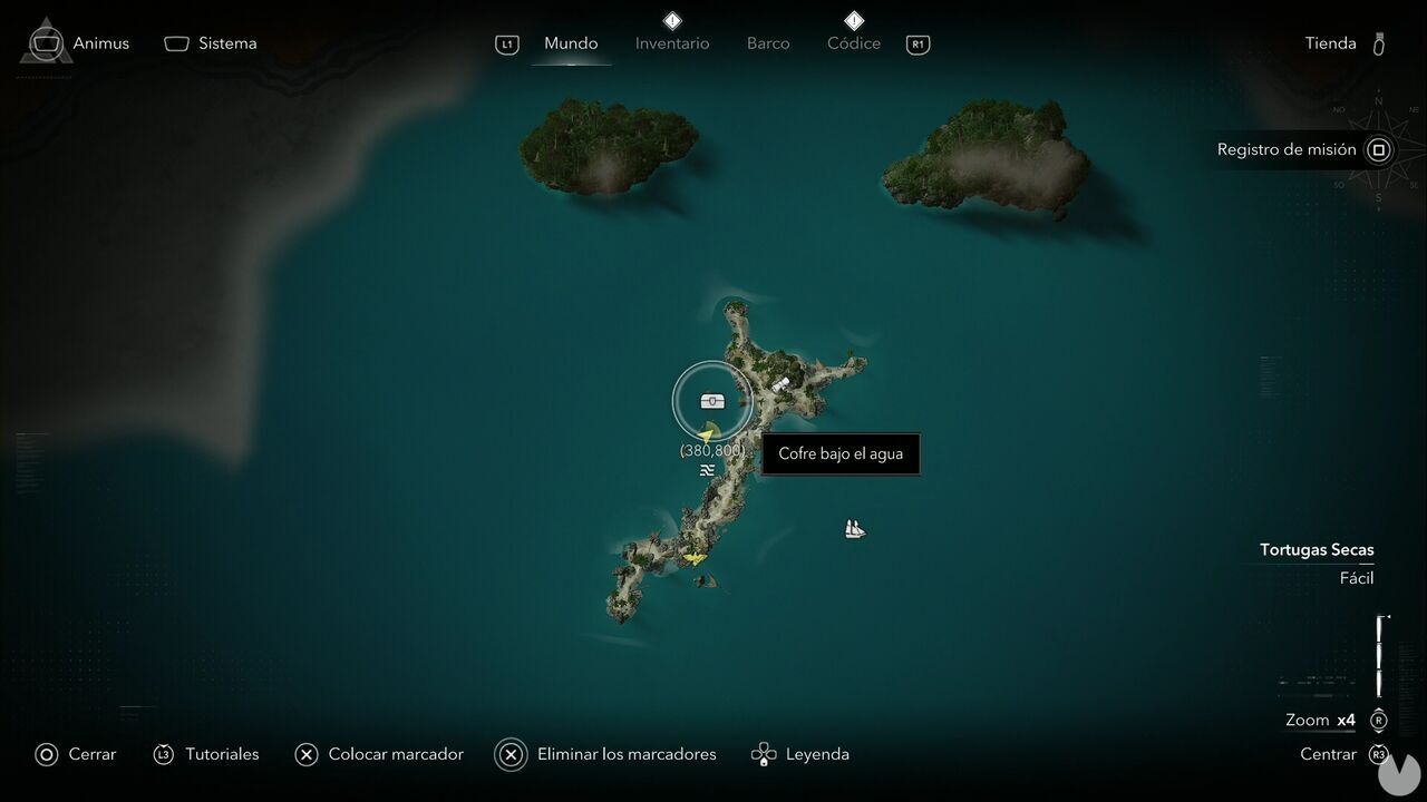 Assassin's Creed Black Flag Resynced - Chests in Dry Tortuga, location of one of the chests on the coast of Florida