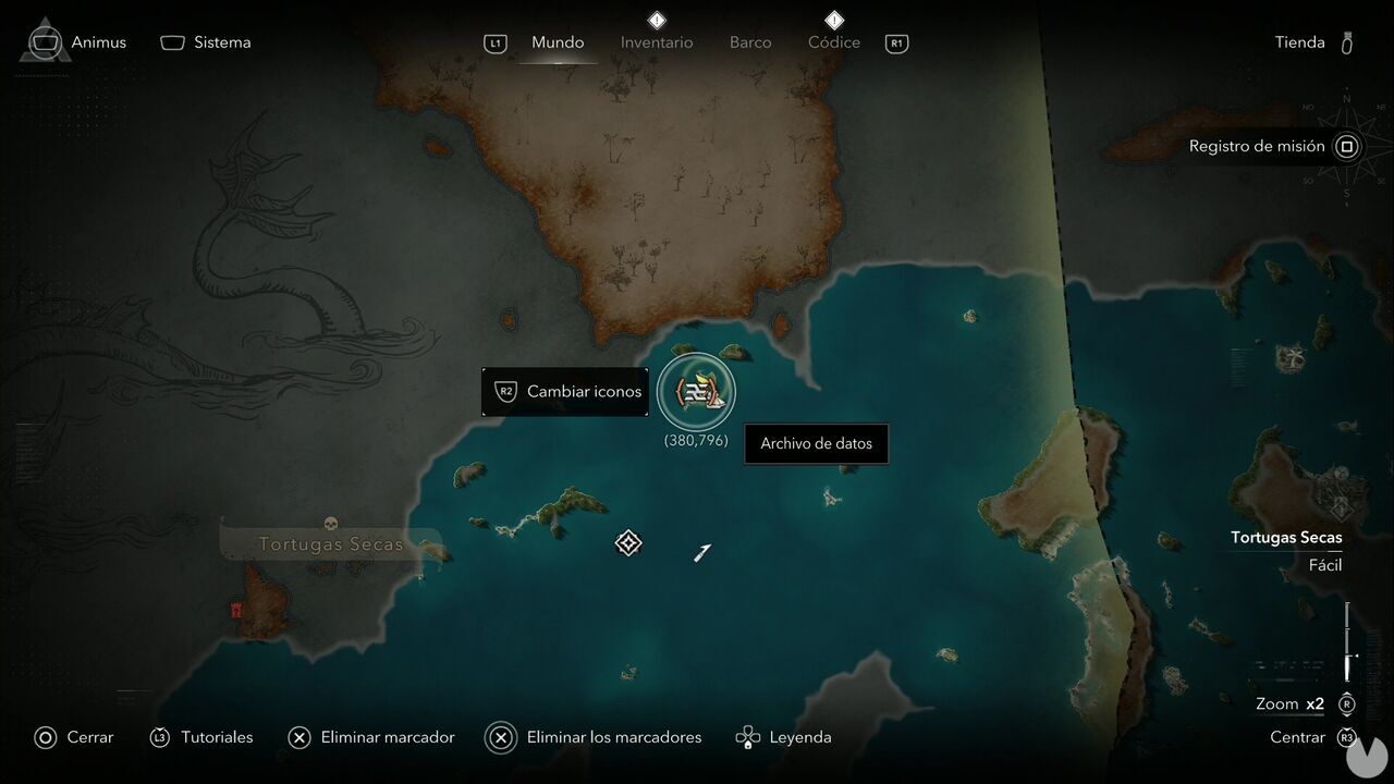 Assassin's Creed Black Flag Resynced - Data Files, location of Echo One in central Florida, Dry Tortuga