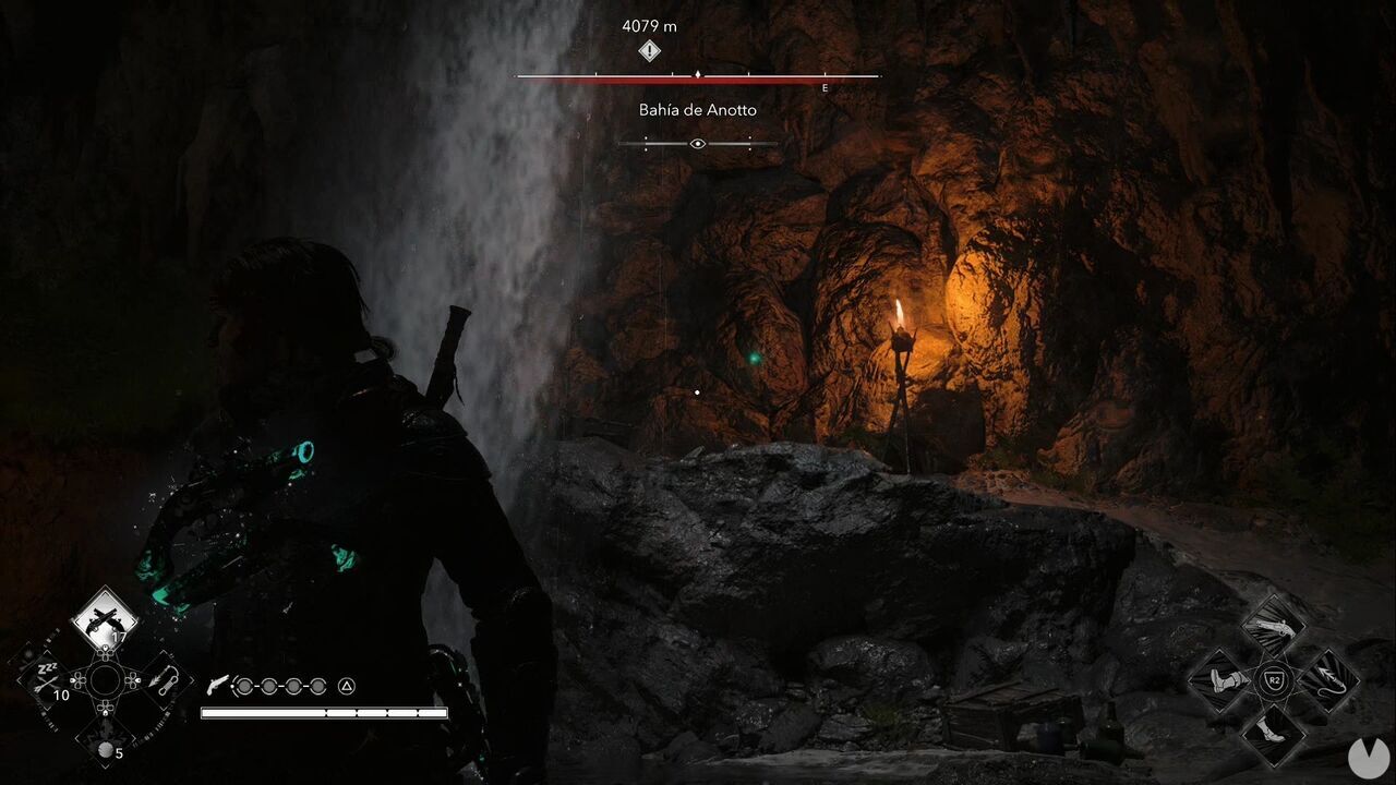 Assassin's Creed Black Flag Resynced - Side missions, Blackbeard's Treasure; area marked in green behind the waterfall in the blocked section of Anotto Bay