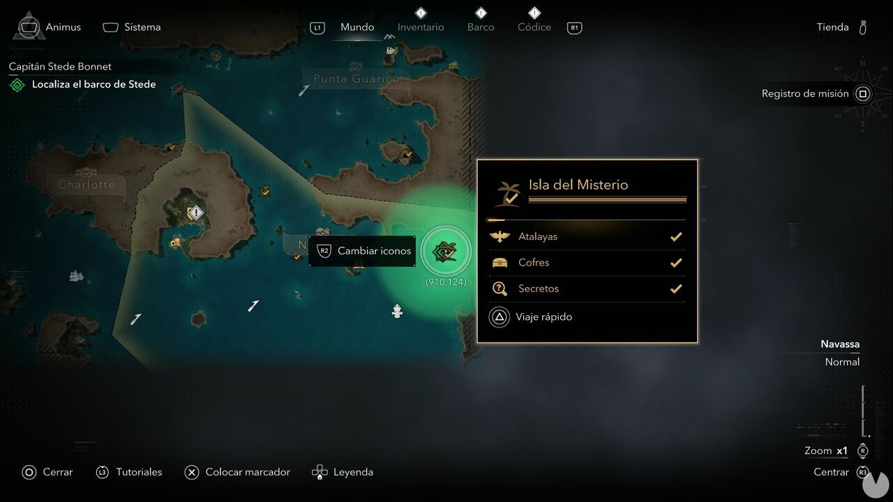 Assassin's Creed Black Flag Resynced - Common side missions, Captain Stede Bonnet; location of Mystery Island