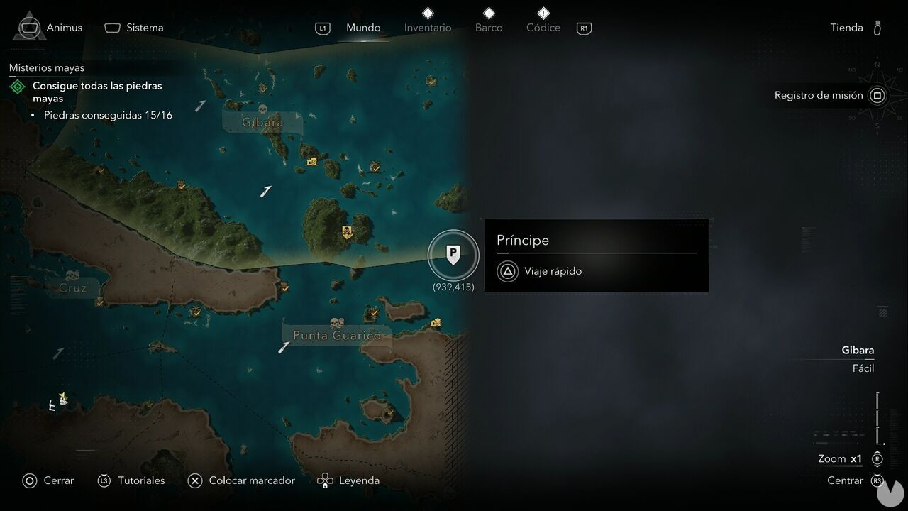 Assassin's Creed Black Flag Resynced - Principe fast travel point on the Caribbean map