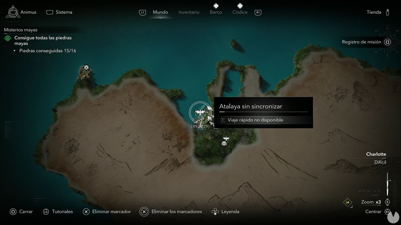 Assassin's Creed Black Flag Resynced - Viewpoints in Charlotte, location of one of the Long Bay viewpoints