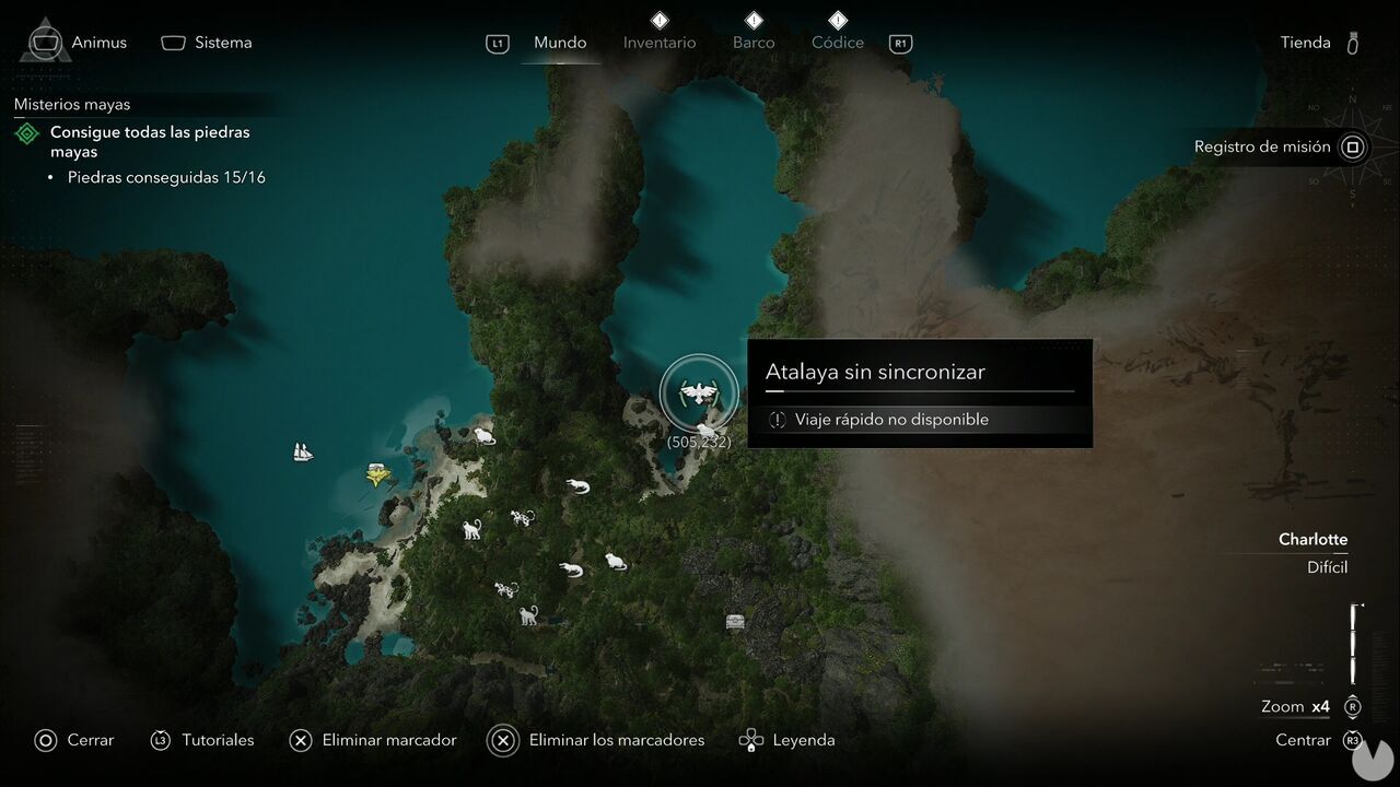 Assassin's Creed Black Flag Resynced - Viewpoints in Charlotte, location of one of the Long Bay viewpoints