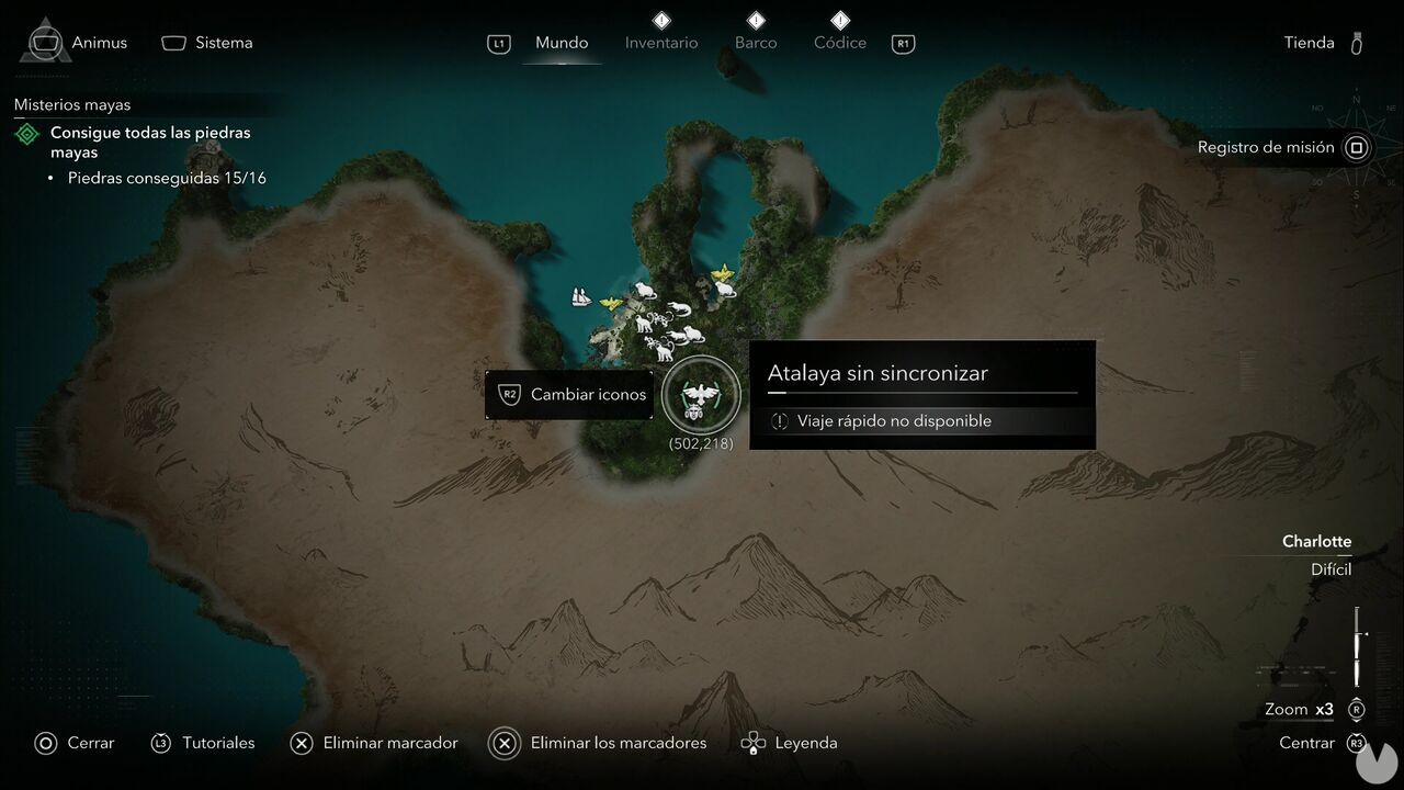 Assassin's Creed Black Flag Resynced - Viewpoints in Charlotte, location of one of the Long Bay viewpoints