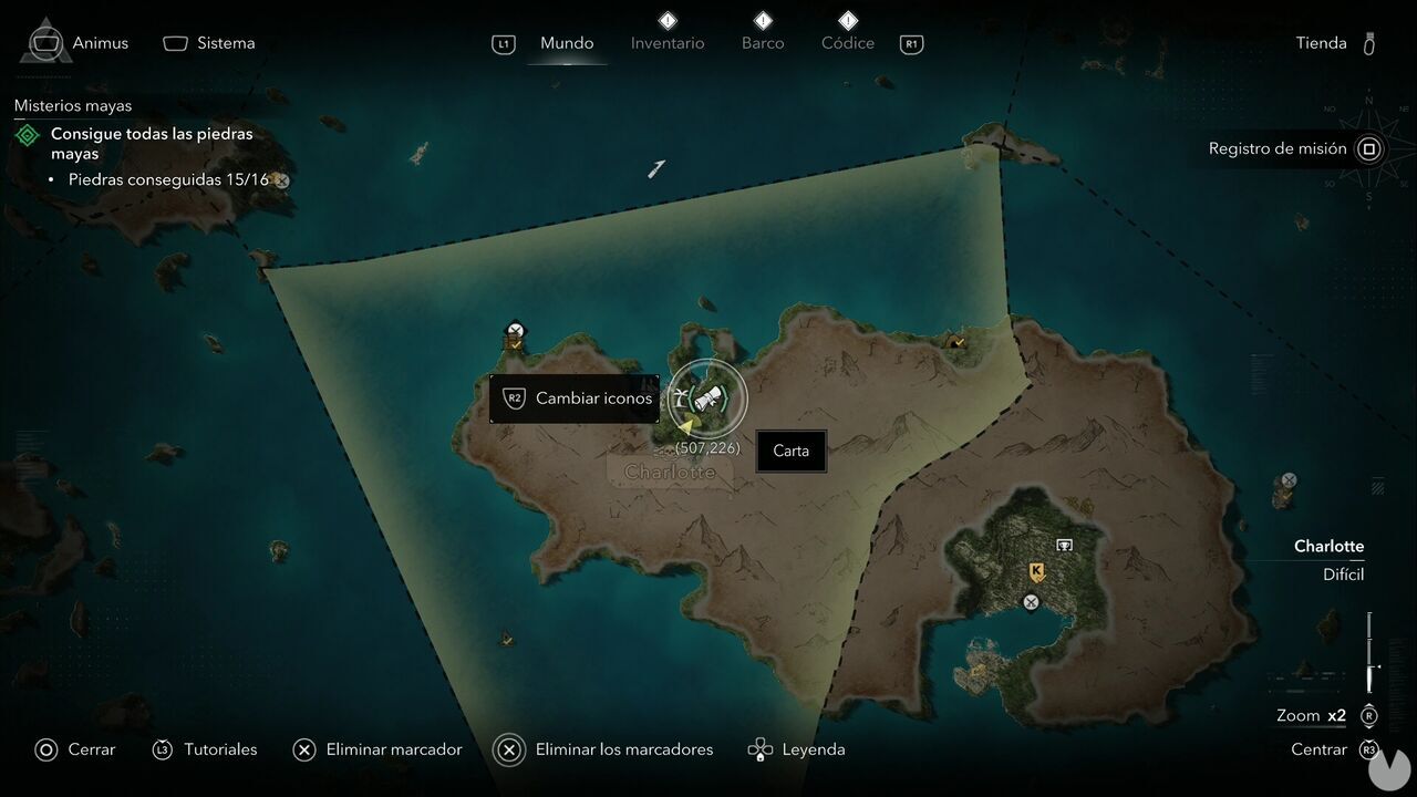 Assassin's Creed Black Flag Resynced - Letters, location of the A Secret Incomprehensible letter in the east-northeastern part of Long Bay, Charlotte