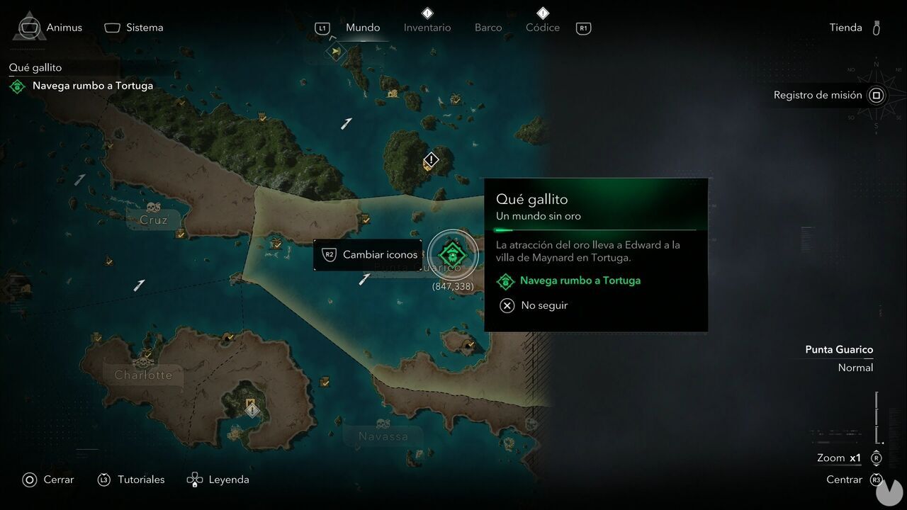 Assassin's Creed Black Flag Resynced - A World Without Gold; location where the A Cockalorum mission begins<br/>